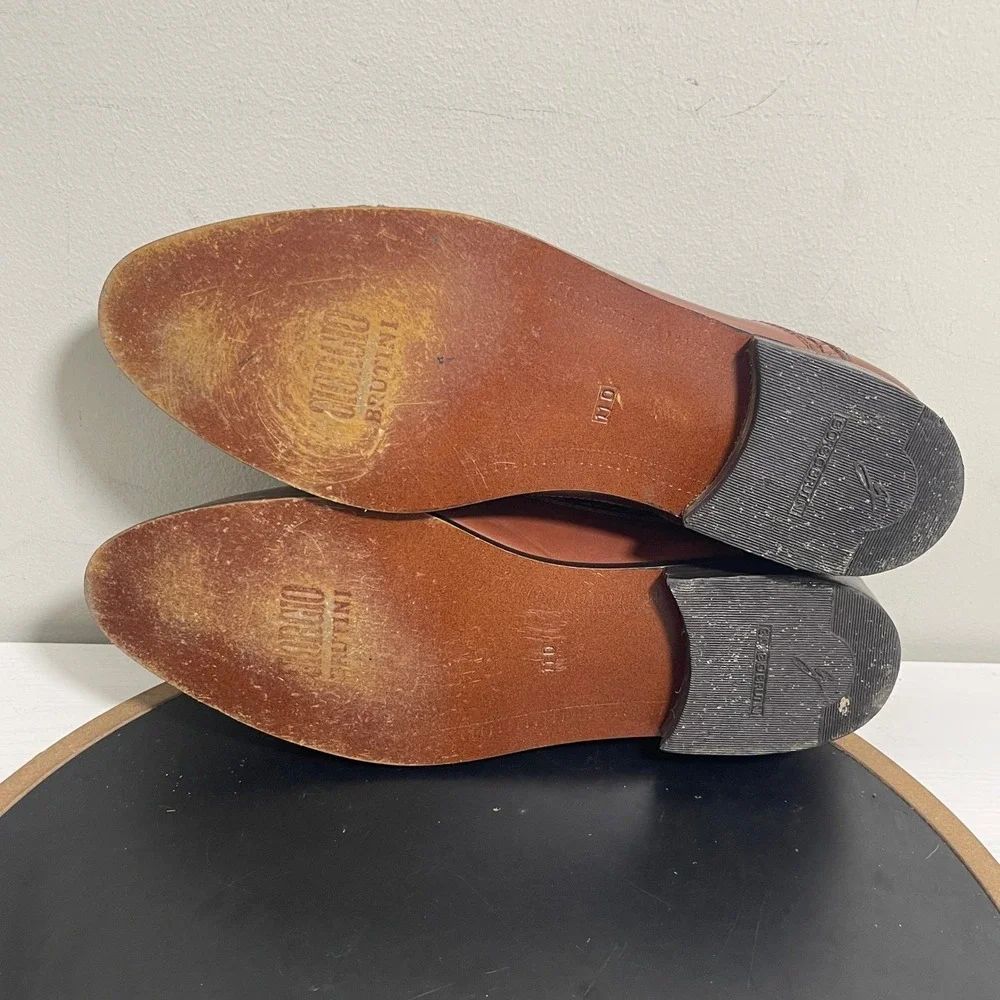 Giorgio Brutini Loafers Men 11 Brown Leather Kiltie Tassel‎ Slip-On Dress Shoes